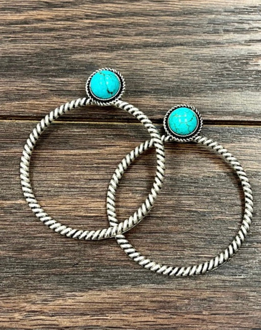 Twisted Turquoise Hoop